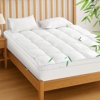 LINENOVA 1000GSM Luxury Bamboo Mattress Topper Fluffy Soft Cooling Fitted Mattress Pillowtop All Size