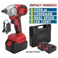 Cordless Power Impact Wrench Brushless Rattle Gun Drill Tool Socket w/ 2 Battery