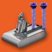 Vacuum Cleaner Battery Compatible with Dyson V6 Series + 2 Pre Filters Combo - For Dyson Vacuum DC61 DC62 DC72 DC58 DC59 V6 Animal