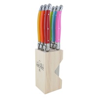 Set of 6 Laguiole Andre Verdier Debutant Debutant Serrated Steak Knife - Rainbow Multi