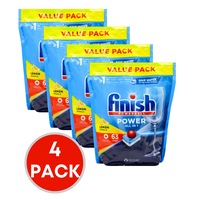 4 x Finish Powerball Dishwashing Tablet Power All in 1 Lemon Sparkle Value Pack PK63 (252 Tablets)