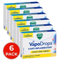 6 x Vicks Vapodrops PK16 Lozenges + Anti Inflammatory Lemon Menthol with Tumeric