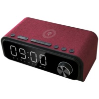 Laser 4-in-1 Digital Alarm Clock with Wireless Charger, FM Radio & Dual Alarms - SPK-FQC19-RD