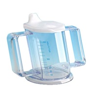 2 x Henro-Tek Two Handled Sippy Drinking Cup w/ Spout, Lid & ml Print