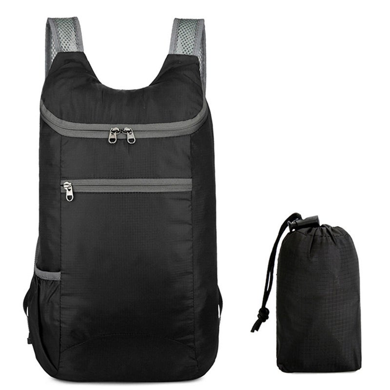 Lightweight Foldable Gym Bag Outdoor Backpack Black
