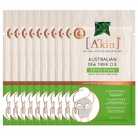 A'Kin Face Sheet Mask Detoxifying Australian Tea Tree Oil 20ml 10 Pack