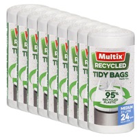 216 Pack Multix Recycled 27L Tidy Bags with Handy Ties Medium 66cm x 51cm (9 x 24 Bags)