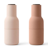 Audo Copenhagen Set of 2 Salt & Pepper Bottle Grinders Nude w/Walnut Lid
