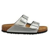 Birkenstock Unisex Arizona Birko-Flor Metallic Narrow Fit Sandal Silver (EU 36-41)