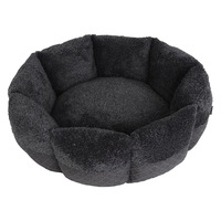 Charlie's Faux Fur Round Bolster Dog Bed Dark Grey (Medium)