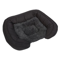 Charlie's Faux Fur Square Bolster Dog Bed Dark Grey (Medium, Large)