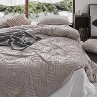 CleverPolly Tufted Quilt Cover Set Khaki Beige (Double, Queen, King, Super King)