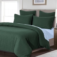 CleverPolly Waffle Soft Touch Quilt Cover Set Green (Single, Double, Queen, King, Super King)