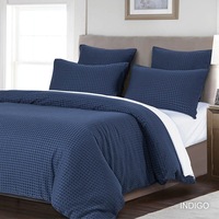 CleverPolly Waffle Soft Touch Quilt Cover Set Indigo (Single, Double, Queen, King, Super King)