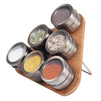 Clevinger Magnetic Triangular Bamboo Spice Rack With Jars
