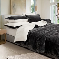 Gioia Casa 2 in 1 Teddy Sherpa Quilt Cover Set & Blanket Charcoal (Single, Double, Queen, King, Super King)