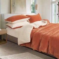 Gioia Casa 2 in 1 Teddy Sherpa Quilt Cover Set & Blanket Terracotta (Single, Double, Queen, King, Super King)