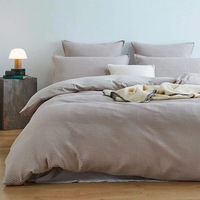 Gioia Casa Luxury Cotton Waffle Checkered Quilt Cover Set Natural (Queen, King, Super King)