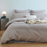Gioia Casa Luxury Cotton Waffle Checkered Quilt Cover Set Natural (Queen, King, Super King)