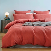 Gioia Casa Luxury Cotton Waffle Checkered Quilt Cover Set Terracotta (Queen, King, Super King)