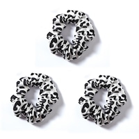Gioia Casa 3 Pack Thick Silk Scrunchie Silver Leopard