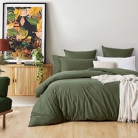 Gioia Casa Vintage Washed Cotton Quilt Cover Set Khaki Green (Single, Double, Queen, King, Super King)