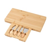 Kubo 5 Piece Rectangular Bamboo Cheese Board & Cheese Knife Set 40 x 20cm