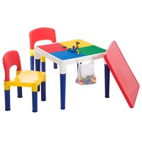 Lenoxx Kids 2-in-1 Building Blocks Play Table & Chairs Set