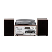 Lenoxx Audio Home Entertainment System with Vinyl Player & Bluetooth Brown