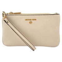 Michael Kors Jet Set Charm Medium Top Zip Leather Wristlet Light Cream