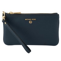 Michael Kors Jet Set Charm Medium Top Zip Leather Wristlet Navy