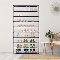 Nelio 10-Tier 50 Pair Shoe Rack Organiser Black