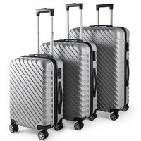 Nelio 3 Piece Hardcase Spinner Luggage Suitcase with TSA Lock Set Silver (74cm/64cm/22cm)