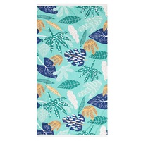 Onkaparinga Scattered Leaves Sand Free Towel with Bonus Drawstring Backpack