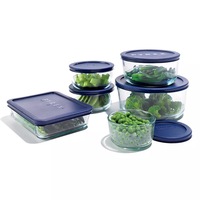 Pyrex Simply Store 12-Piece Glass Food Container Set with Blue Lids