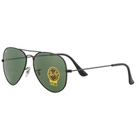 Ray-Ban Unisex Classic Aviator RB3025 Metal Sunglasses Black/Green