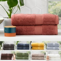 Renee Taylor Luxury Stella 650GSM Super Soft Bamboo Cotton 2 Pack Bath Sheet (White, Charcoal, Pewter, Brick, Indigo, Jade, Mustard, Cocoa, Silver)