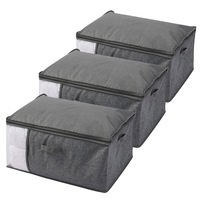 Takara Kicho Fabric Collapsible Jumbo Storage Case Grey Set of 3