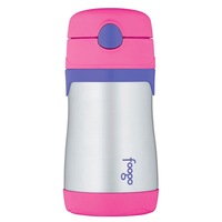 Thermos Foogo 210ml Stainless Steel Vacuum Insulated Drink Bottle with Straw Pink