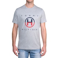 Tommy Hilfiger Men's Crew Neck Graphic Jersey T-Shirt 100% Cotton Grey Heather (S, M, L, XL)