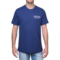 Tommy Hilfiger Men's Crew Neck Graphic Pique Cotton Blend T-Shirt Blue Ocean (S, M, L, XL)