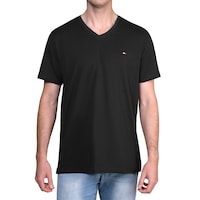 Tommy Hilfiger Men's Core Flag V-Neck T-Shirt Black (S, M, L, XL, XXL)