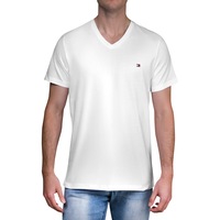 Tommy Hilfiger Men's Core Flag V-Neck T-Shirt White (S, M, L, XL, XXL)