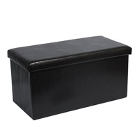 Vistara Large Faux Leather Folding Storage Ottoman Black