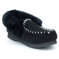 Yellow Earth Genuine Sheepskin Unisex Traditional Ugg Moccasin Black (US 5-12)