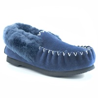 Yellow Earth Genuine Sheepskin Unisex Traditional Ugg Moccasin Navy (US 5-12)