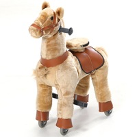 Ride-On Horse Push Toy w/Wheels Bounce Toy Horse Rider 3y+ KidsGro (Brown Horse)