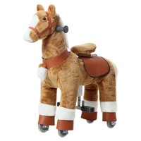 Ride-On Horse Push Toy w/Wheels Bounce Toy Horse Rider 3y+ KidsGro (Brown, Medium Size)