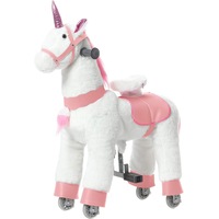 Ride-On Pink Horn Unicorn Horse Push Toy w/Wheels Bounce Toy Horse Rider 3y+ KidsGro (Small Size)