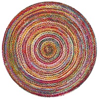 Jute Braided Round Rug In Multi